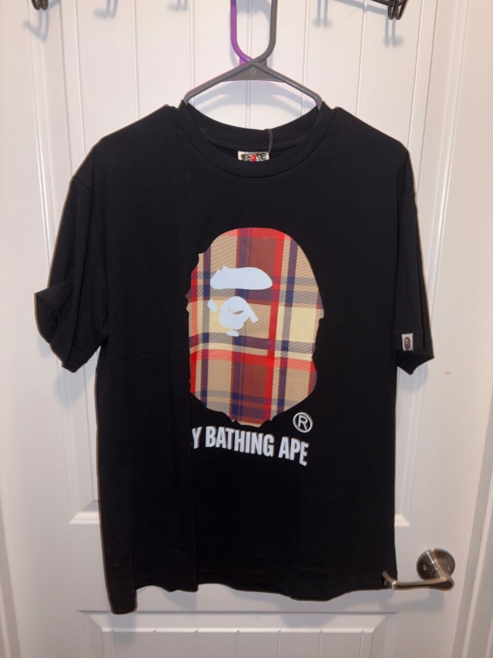 BAPE Big Ape Head Plaid Tee New Size XL